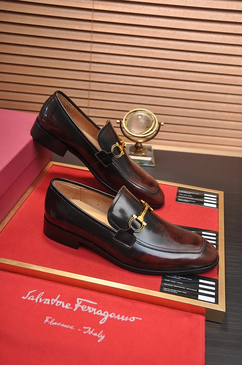 Men's shoes 💰500💶[Ferragamo/Ferragamo] The latest model in the counter. Original imported high-quality cowhide with open edges + imported 🐂 water-dyed cowhide lining + original luxury metal buckle + original combined outsole. Comparison without pressure 38--45 (45 is custom-made and cannot be returned or exchanged)